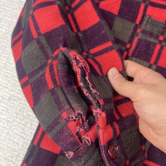 Vintage Champion Flannel Shirt Mens Size 15 1/2 Red 1970 Distressed Plaid (Read - Picture 7 of 16